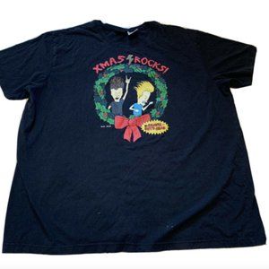 Beavis And Butt-Head XMas Rocks Black Tee Shirt Me
